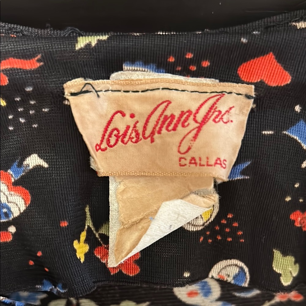 Lois Ann Jr. Dallas Black Patterned Garment - Vintage 1960s piece